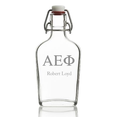 Custom Engraved Alpha Epsilon Phi - Personalized Whiskey Glass Flask - Swing Top