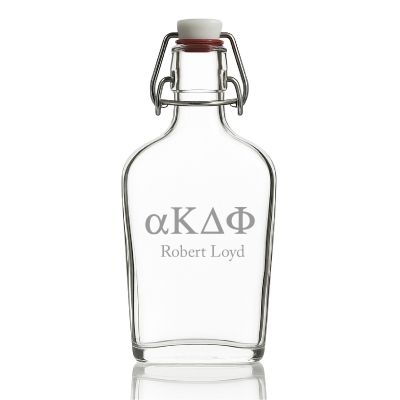 Custom Engraved Alpha Kappa Delta Phi - Personalized Whiskey Glass Flask - Swing Top