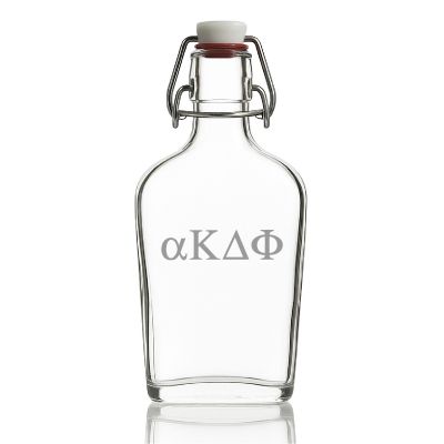 Custom Engraved Alpha Kappa Delta Phi - Personalized Whiskey Glass Flask - Swing Top