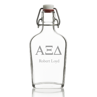 Custom Engraved Alpha Xi Delta - Personalized Whiskey Glass Flask - Swing Top