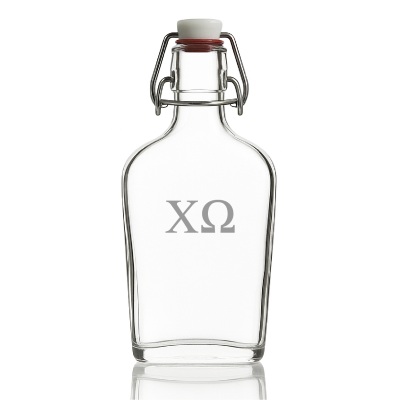 Custom Engraved Chi Omega - Personalized Whiskey Glass Flask - Swing Top