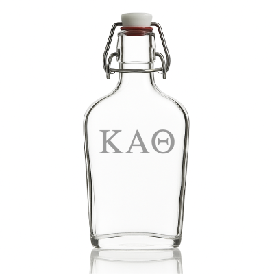Custom Engraved Kappa Alpha Theta - Personalized Whiskey Glass Flask - Swing Top