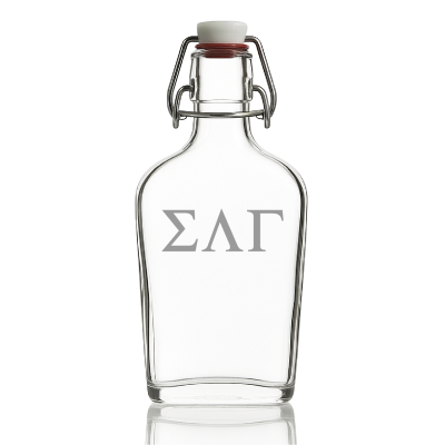 Custom Engraved Sigma Lambda Gamma - Personalized Whiskey Glass Flask - Swing Top