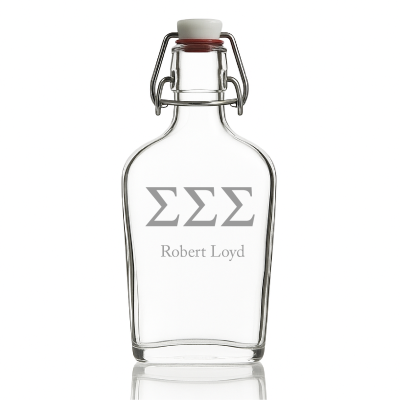 Custom Engraved Sigma Sigma Sigma - Personalized Whiskey Glass Flask - Swing Top