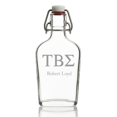Custom Engraved Tau Beta Sigma - Personalized Whiskey Glass Flask - Swing Top