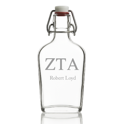 Custom Engraved Zeta Tau Alpha - Personalized Whiskey Glass Flask - Swing Top