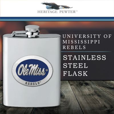 University of Mississippi - Ole Miss Blue - Stainless Steel Flask