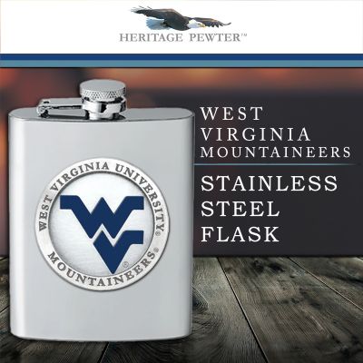 West Virginia University Mountaineers  - Stainless Steel Flask