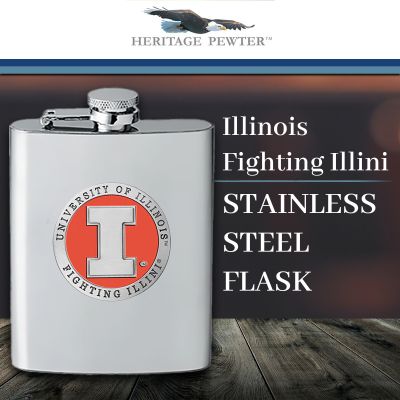 Illinois Fighting Illini - Stainless Steel Flask
