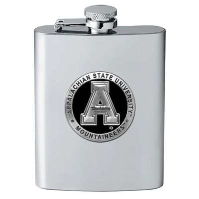 Appalachian State Mountaineers Stainless Steel Flask - Black Medallion