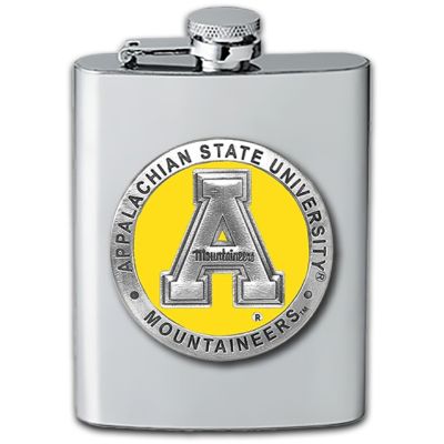 Appalachian State Mountaineers Stainless Steel Flask - Yellow Medallion