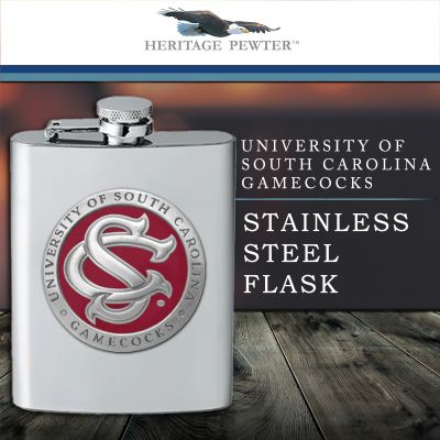 South Carolina Gamecocks SC Logo - Stainless Steel Flask