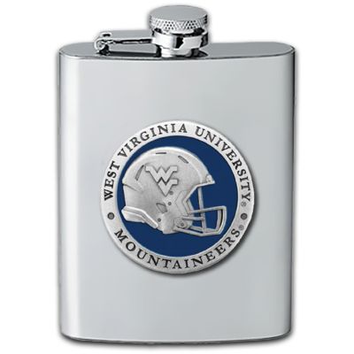 West Virginia University Mountaineers Helmet  - Stainless Steel Flask