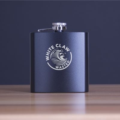 Engraved Wasted - Personalized 6oz Matte Black Powder Coated Stainless Steel FSK602