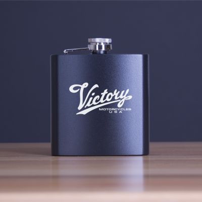 Custom Engraved Victory Motorcycles USA - Personalized 6oz Matte Black Powder Coated Stainless Steel FSK602