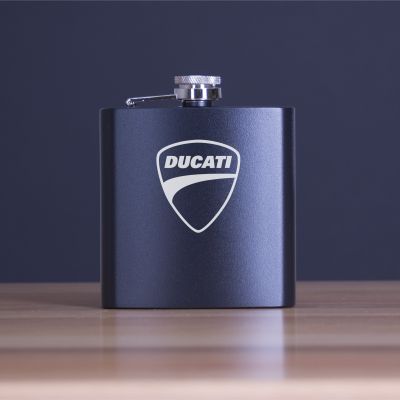 Custom Engraved Ducati Emblem - Personalized 6oz Matte Black Powder Coated Stainless Steel FSK602