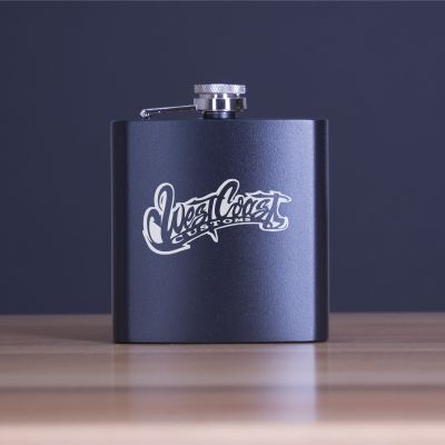 Custom Engraved West Coast Customs - Personalized 6oz Matte Black Powder Coated Stainless Steel FSK602