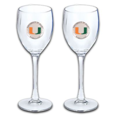 Miami Hurricanes - Wine Goblet 15oz Set of 2