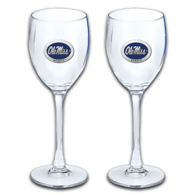 University of Mississippi - Ole Miss Blue - Wine Goblet 15oz Set of 2