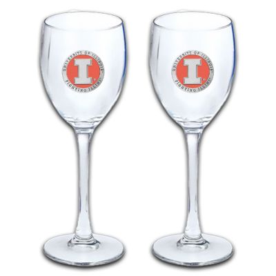 Illinois Fighting Illini - Wine Goblet 15oz Set of 2