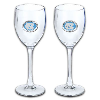 North Carolina Tarheels - Wine Goblet 15oz Set of 2