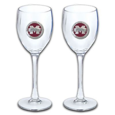 Mississippi State University "M" Logo - Wine Goblet 15oz Set of 2