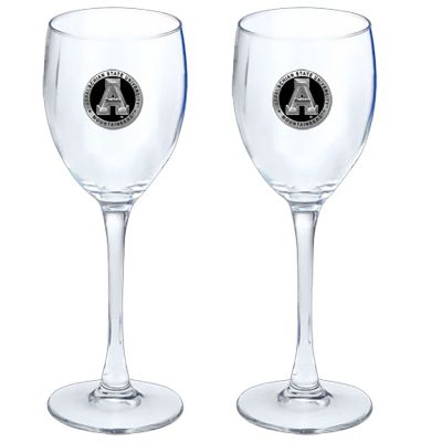 Appalachian State Mountaineers Wine Goblet 15oz Set of 2 - Black Medallion