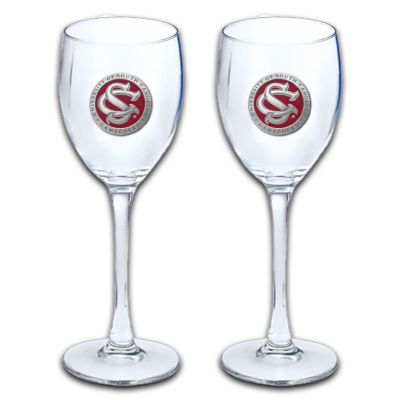 South Carolina Gamecocks SC Logo - Wine Goblet 15oz Set of 2