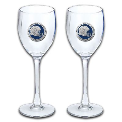 West Virginia University Mountaineers Helmet - Wine Goblet 15oz Set of 2