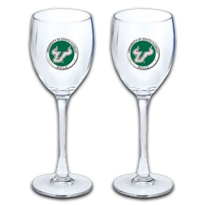 University of South Florida Bulls - Wine Goblet 15oz Set of 2