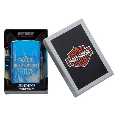 Harley-Davidson Logo Flames HP Blue - Zippo Lighter