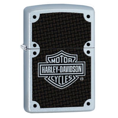 Harley-Davidson Brown Pattern Satin Chrome Finish - Zippo Lighter
