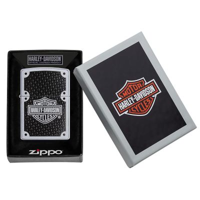 Harley-Davidson Brown Pattern Satin Chrome Finish - Zippo Lighter