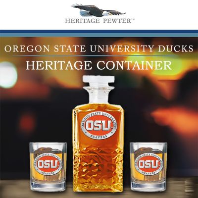 Oregon State University Beavers - Heritage Decanter with 2 Old Fashioned Glasses