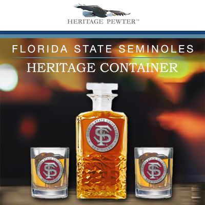 Florida State University - FS Logo - Heritage Decanter with 2 Old Fashioned Glasses