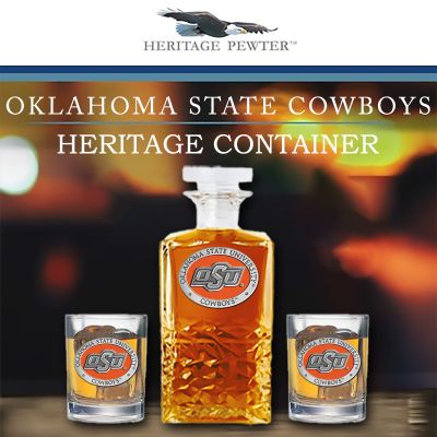 Oklahoma State University Cowboys - Heritage Decanter with 2 Old Fashioned Glasses