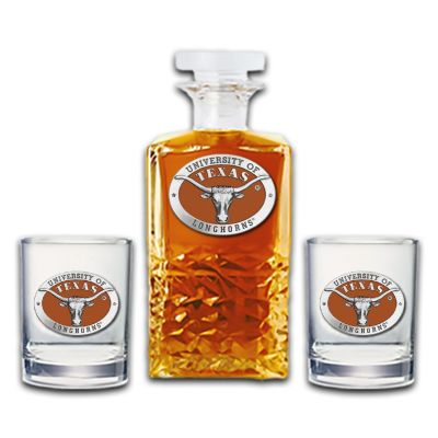 University of Texas Longhorns - Heritage Decanter with 2 Double Old Fashioned Glasses in Chest