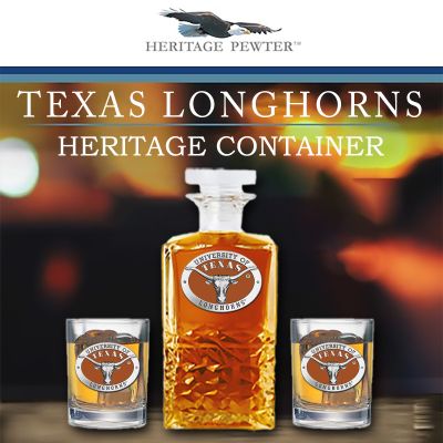 University of Texas Longhorns - Heritage Decanter with 2 Double Old Fashioned Glasses in Chest