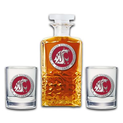 Washington State University Cougars  - Heritage Decanter with 2 Old Fashioned Glasses