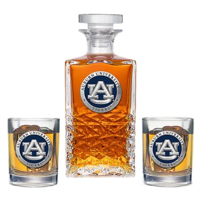 Auburn University Tigers - Heritage Decanter with 2 Old Fashioned Glasses