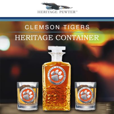 Clemson University Tigers - Heritage Decanter with 2 Old Fashioned Glasses