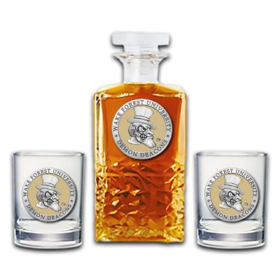 Wake Forest University Demon Deacons  - Heritage Decanter with 2 Old Fashioned Glasses