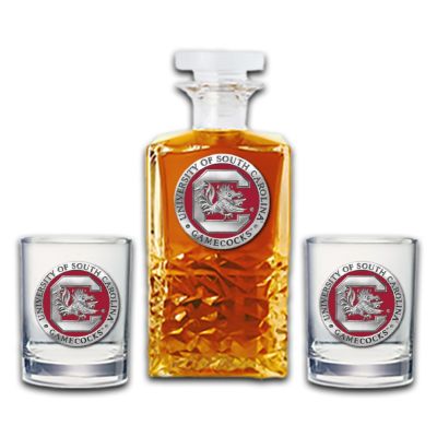 University of South Carolina Gamecocks - Heritage Decanter with 2 Old Fashioned Glasses