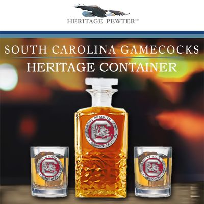 University of South Carolina Gamecocks - Heritage Decanter with 2 Double Old Fashioned Glasses in Chest
