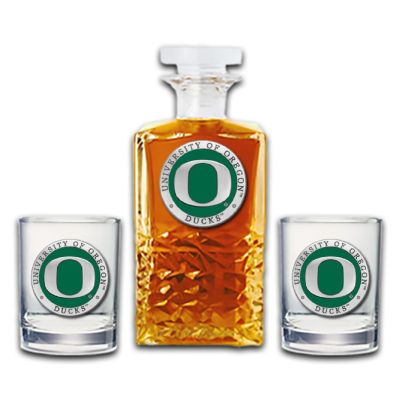 University of Oregon Ducks - Heritage Decanter with 2 Old Fashioned Glasses