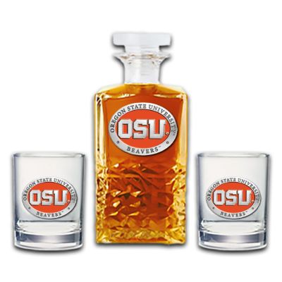 Oregon State University Beavers - Heritage Decanter with 2 Old Fashioned Glasses