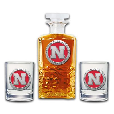University of Nebraska Cornhuskers - Heritage Decanter with 2 Old Fashioned Glasses