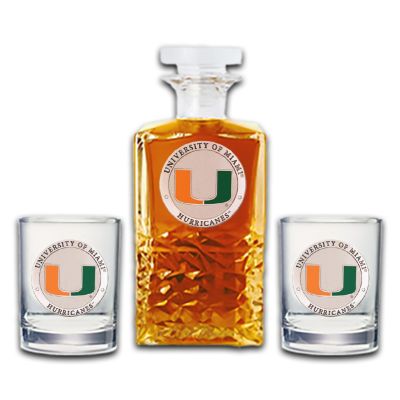 Miami Hurricanes - Heritage Decanter with 2 Old Fashioned Glasses