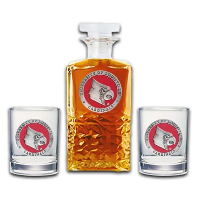 University of Louisville Cardinals - Heritage Decanter with 2 Old Fashioned Glasses