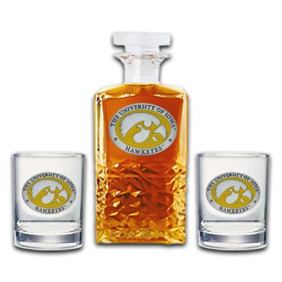 Iowa Hawkeyes - Heritage Decanter with 2 Old Fashioned Glasses